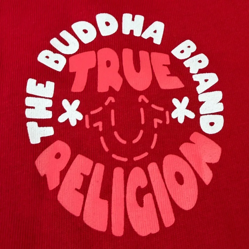 True Religion Mens Red Bubble Warp Emb Tee Buddha Brand Shirt XL‎ 700669 NWT